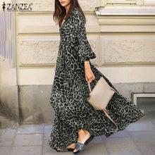Load image into Gallery viewer, Long-Sleeve Leopard Dresses