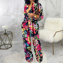 Load image into Gallery viewer, Chic Print Tied Waist Long Sleeve Buttoned Jumpsuit