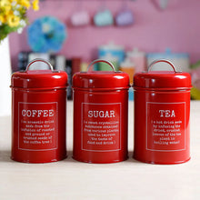Load image into Gallery viewer, Tea Coffee Sugar Metal Jar