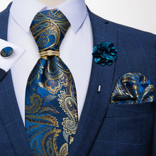 Load image into Gallery viewer, Men's Designer Tie Ring Hanky Cufflinks Set