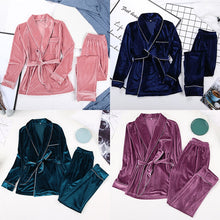 Load image into Gallery viewer, Warm Long Sleeve Velvet Pajamas