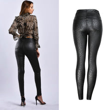 Load image into Gallery viewer, High Waist Leopard Pu Leather Pants
