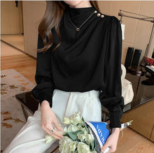 Load image into Gallery viewer, Puff Sleeve Satin Shirt