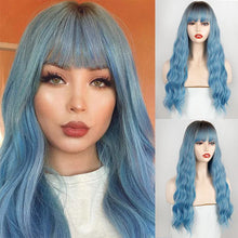 Load image into Gallery viewer, Synthetic Long Multi-Colour Curly Wig with Bangs