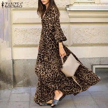 Load image into Gallery viewer, Long-Sleeve Leopard Dresses