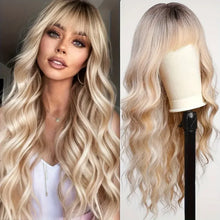 Load image into Gallery viewer, Blonde Curly Synthetic Wig with Bangs