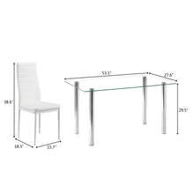 Load image into Gallery viewer, 7 Piece Dining Table Set 6 Chairs Glass Metal