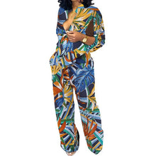 Load image into Gallery viewer, Chic Print Tied Waist Long Sleeve Buttoned Jumpsuit