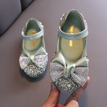 Load image into Gallery viewer, Rhinestone Bow Princess Dance Shoes