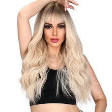 Load image into Gallery viewer, Blonde Curly Synthetic Wig with Bangs