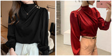 Load image into Gallery viewer, Puff Sleeve Satin Shirt