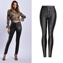 Load image into Gallery viewer, High Waist Leopard Pu Leather Pants