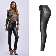 Load image into Gallery viewer, High Waist Leopard Pu Leather Pants