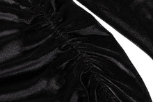 Load image into Gallery viewer, Solid Velvet Long Sleeve Ruched Dress