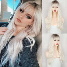Load image into Gallery viewer, Synthetic Long Multi-Colour Curly Wig with Bangs