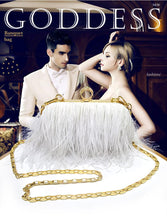 Load image into Gallery viewer, Designer Ostrich Fur Feather Clutch Bag
