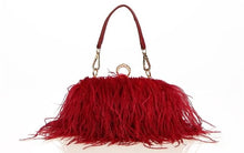 Load image into Gallery viewer, Designer Ostrich Fur Feather Clutch Bag