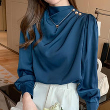 Load image into Gallery viewer, Puff Sleeve Satin Shirt