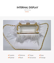 Load image into Gallery viewer, Designer Ostrich Fur Feather Clutch Bag