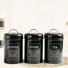 Load image into Gallery viewer, Tea Coffee Sugar Metal Jar