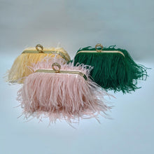 Load image into Gallery viewer, Designer Ostrich Fur Feather Clutch Bag