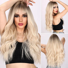 Load image into Gallery viewer, Blonde Curly Synthetic Wig with Bangs
