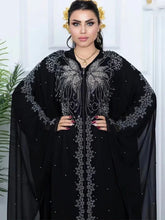 Load image into Gallery viewer, Bat Sleeve Abaya Diamond Kaftan Abaya