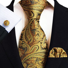 Load image into Gallery viewer, Luxury Men's Ties with Pocket Square & Cufflinks