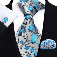 Load image into Gallery viewer, Men's Luxury Floral Neckties with Pocket Square and Cuff-links