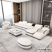 Load image into Gallery viewer, Luxury L-Shaped Genuine Leather Sectional Sofa with Bluetooth Speaker