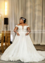 Load image into Gallery viewer, Beading Sequins and Pearls Plus Size Wedding Dress