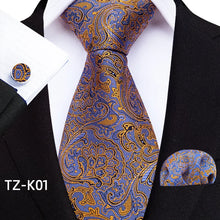 Load image into Gallery viewer, Luxury Men's Ties with Pocket Square & Cufflinks