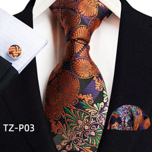 Load image into Gallery viewer, Men's Luxury Floral Neckties with Pocket Square and Cuff-links