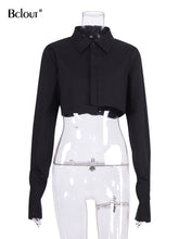 Load image into Gallery viewer, Flare Sleeve Asymmetry White Crop Top