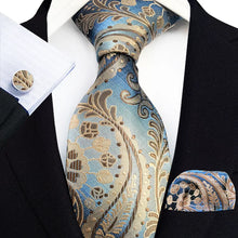 Load image into Gallery viewer, Men's Luxury Floral Neckties with Pocket Square and Cuff-links