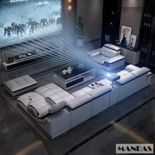 Load image into Gallery viewer, Bluetooth Speaker and Massage Italian Leather Sofa Set with USB & Cup Holder