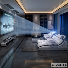 Load image into Gallery viewer, Bluetooth Speaker and Massage Italian Leather Sofa Set with USB & Cup Holder