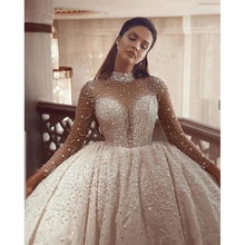Load image into Gallery viewer, Pearls Beaded Long Sleeves Wedding Dresses
