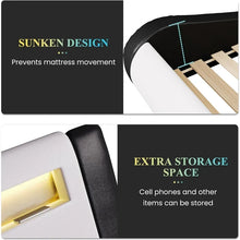 Load image into Gallery viewer, LED King Deluxe Upholstered Bed Frame with Adjustable Headboard