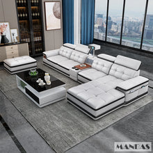 Load image into Gallery viewer, Bluetooth Speaker and Massage Italian Leather Sofa Set with USB & Cup Holder