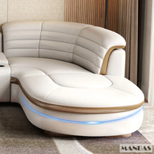Load image into Gallery viewer, Luxury L-Shaped Genuine Leather Sectional Sofa with Bluetooth Speaker