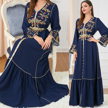 Load image into Gallery viewer, embroidered round neck abaya