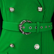 Load image into Gallery viewer, Notched Collar Full Sleeve Sashes Pleated Dress