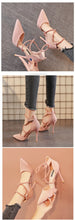 Load image into Gallery viewer, Suede Pointed Cross Toe Strap High Heel Shoes