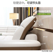 Load image into Gallery viewer, Luxury L-Shaped Genuine Leather Sectional Sofa with Bluetooth Speaker