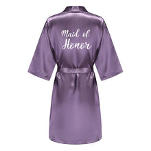 Load image into Gallery viewer, Purple Satin-Silk Bridal Party Bathrobe