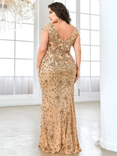 Load image into Gallery viewer, Plus Size Elegant Sequin Evening Dress