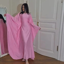 Load image into Gallery viewer, Satin Butterfly Abaya with Inside Belt