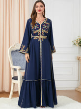 Load image into Gallery viewer, embroidered round neck abaya