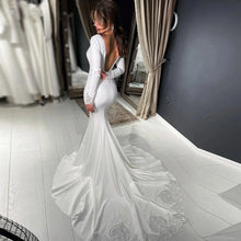 Load image into Gallery viewer, Luxurious Mermaid Satin Backless Wedding Dresses